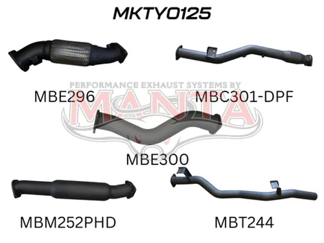 Manta Toyota 79 series 3" Inch Turbo Back System Without Cat (Hotdog DPF) | Aluminised Steel Exhaust System | Toyota Landcruiser 79 Series