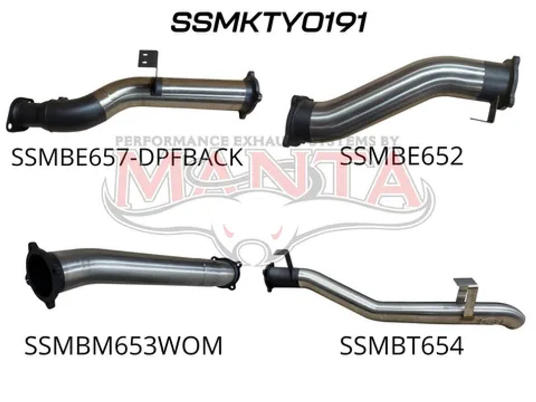 Manta Toyota 2016+ 79 series 3" Inch DPF Back System Without Muffler | Stainless Steel Exhaust System | Toyota Landcruiser 79 Series 2016+