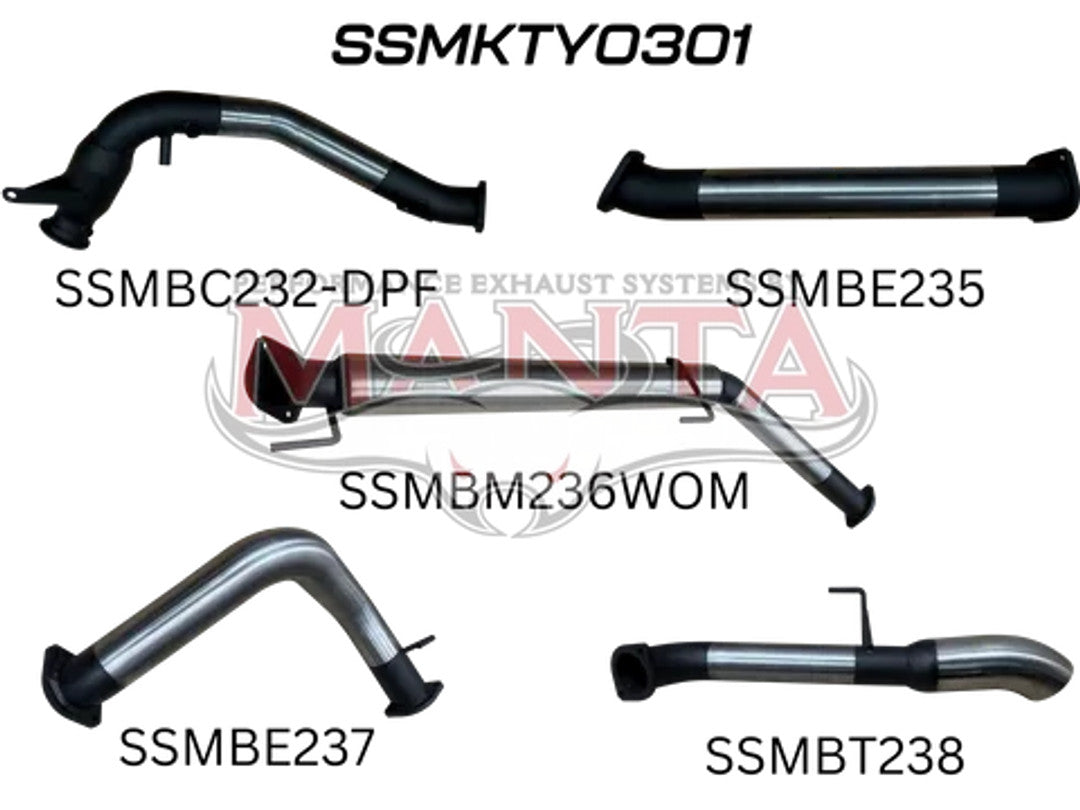 Manta Toyota 300 series 3" Inch Turbo Back | Stainless Steel Exhaust System | Toyota Landcruiser 300 Series V6