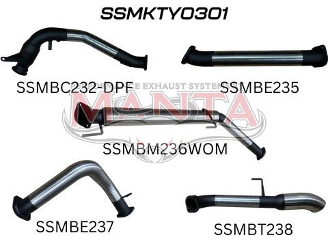 Manta Toyota 300 series 3" Inch Turbo Back | Stainless Steel Exhaust System | Toyota Landcruiser 300 Series V6